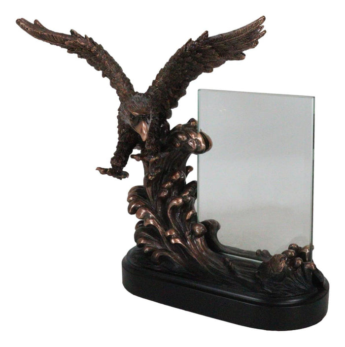 Ebros Gift American Bald Eagle Catching Fish In Water Picture Frame Bronzed Resin Figurine