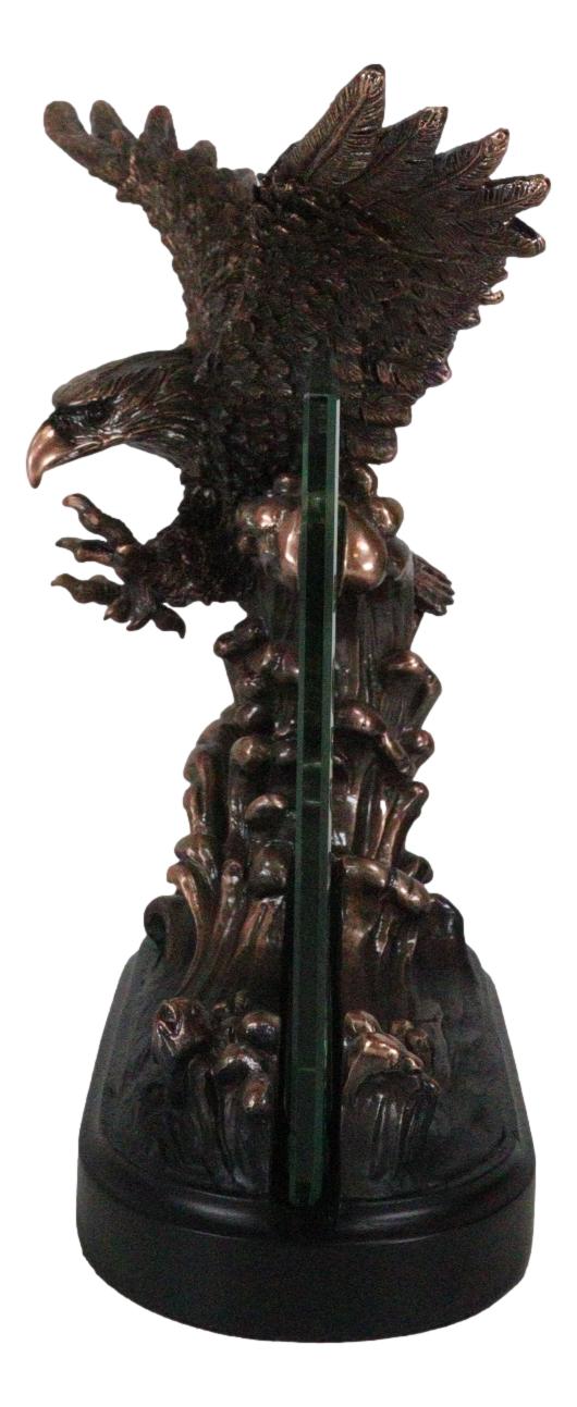 Ebros Gift American Bald Eagle Catching Fish In Water Picture Frame Bronzed Resin Figurine