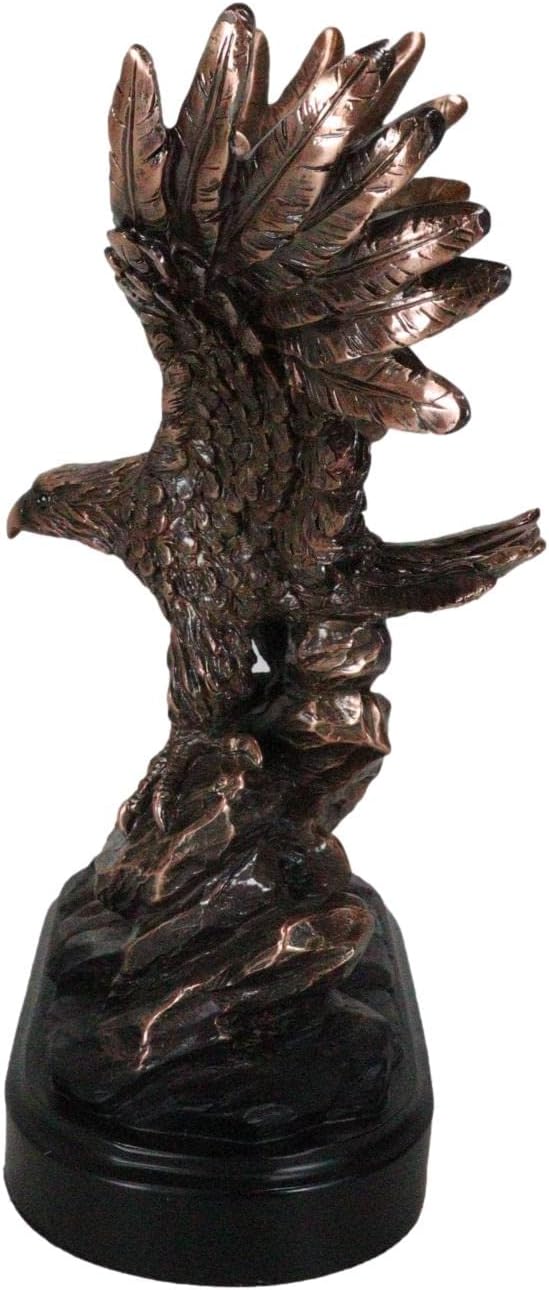 Ebros Gift American Bald Eagle Landing On Rocky Pillar Picture Frame Bronzed Resin Figurine