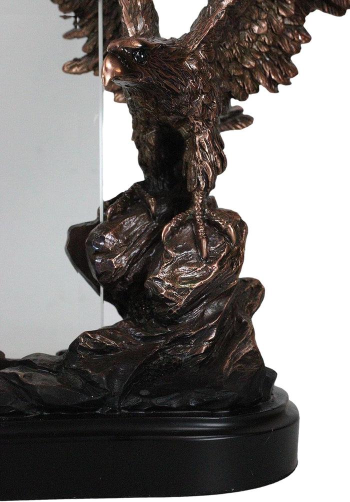 Ebros Gift American Bald Eagle Landing On Rocky Pillar Picture Frame Bronzed Resin Figurine