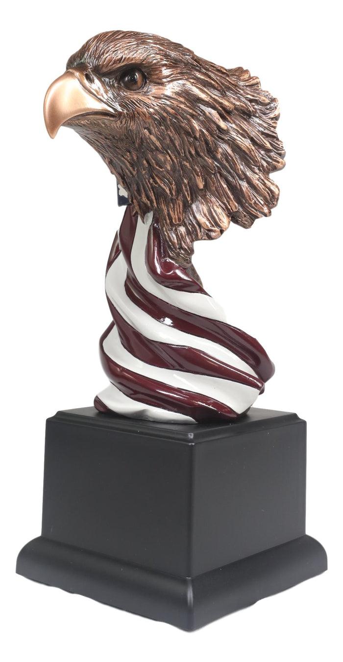 Ebros Gift American Bald Eagle On USA Star Spangled Banner Flag Bust Electroplated Statue