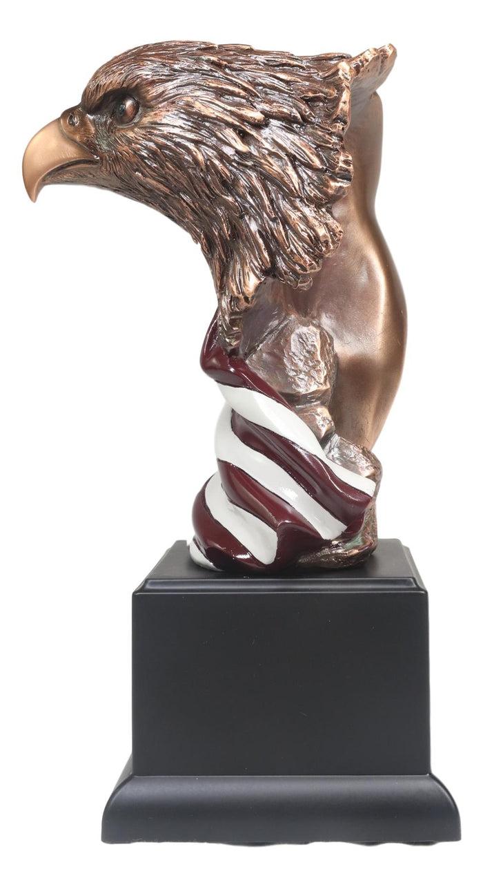 Ebros Gift American Bald Eagle On USA Star Spangled Banner Flag Bust Electroplated Statue