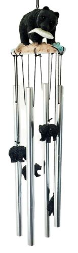 Ebros Gift American Black Bear River Fishing Resonant Relaxing Wind Chime Garden Patio