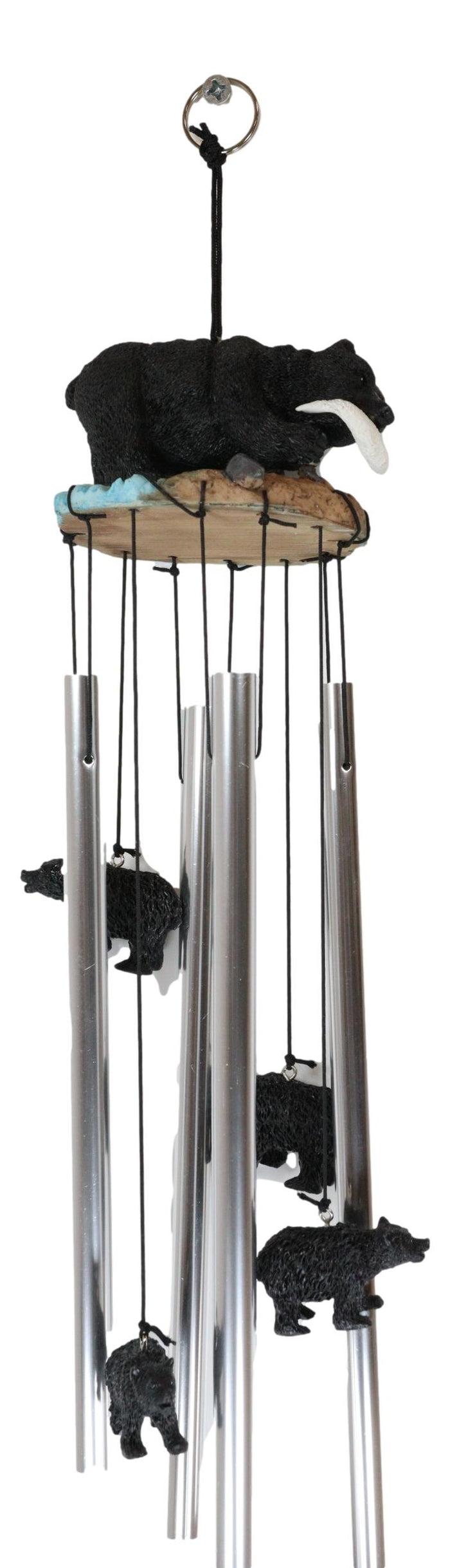 Ebros Gift American Black Bear River Fishing Resonant Relaxing Wind Chime Garden Patio