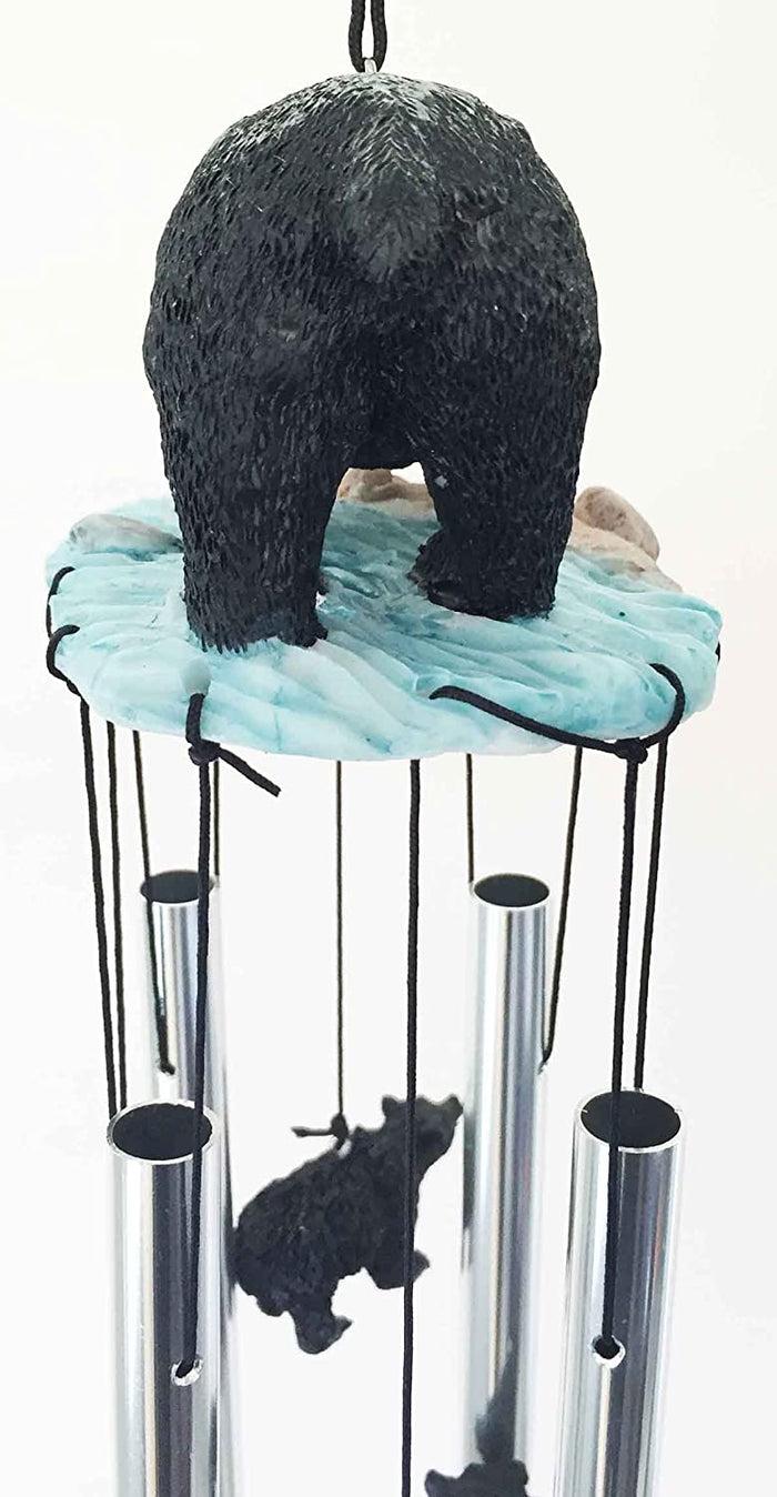 Ebros Gift American Black Bear River Fishing Resonant Relaxing Wind Chime Garden Patio
