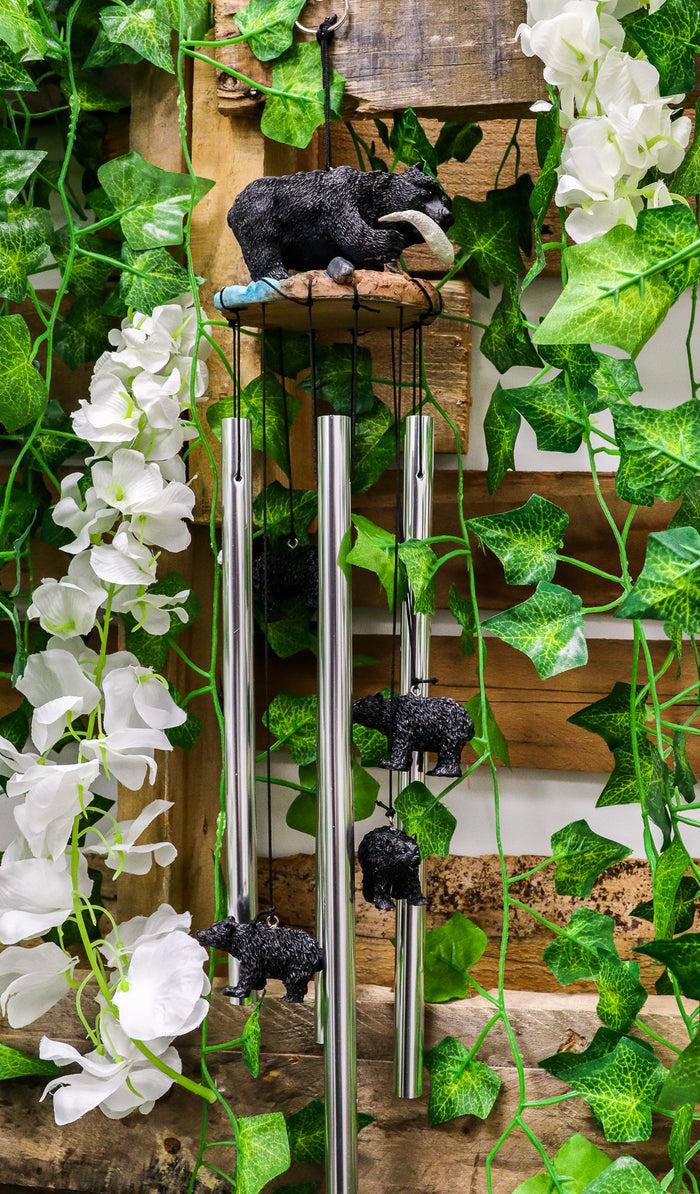 ebros gift American Black Bear River Fishing Resonant Relaxing Wind Chime Garden Patio