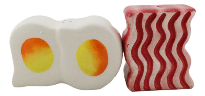 Ebros Gift American Breakfast Bacon And Sunny Side Up Eggs Ceramic Salt And Pepper Shakers