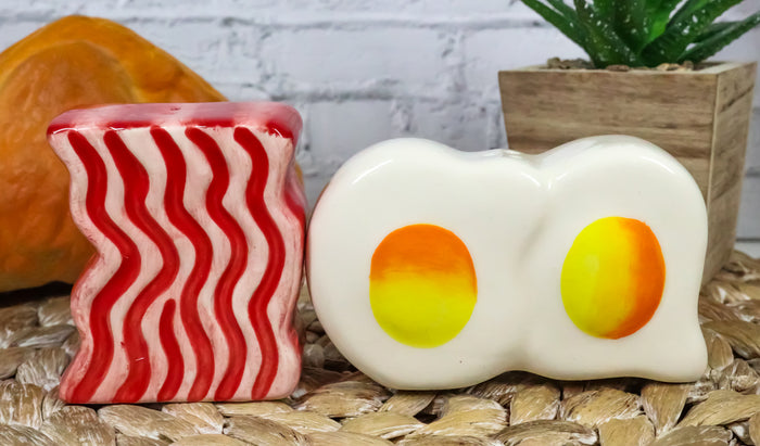 ebros gift American Breakfast Bacon And Sunny Side Up Eggs Ceramic Salt And Pepper Shakers