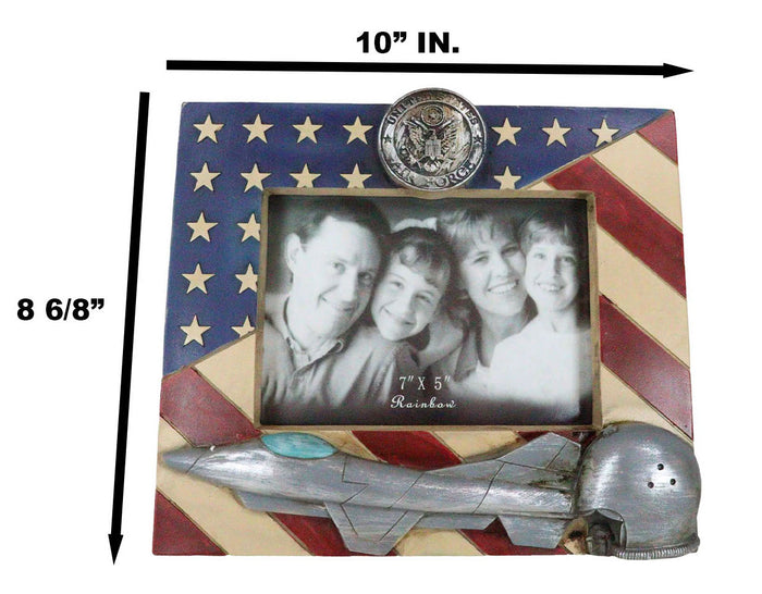 Ebros Gift American Flag US Air Force Fighter Jet And Pilot Helmet 5"X7" Picture Frame