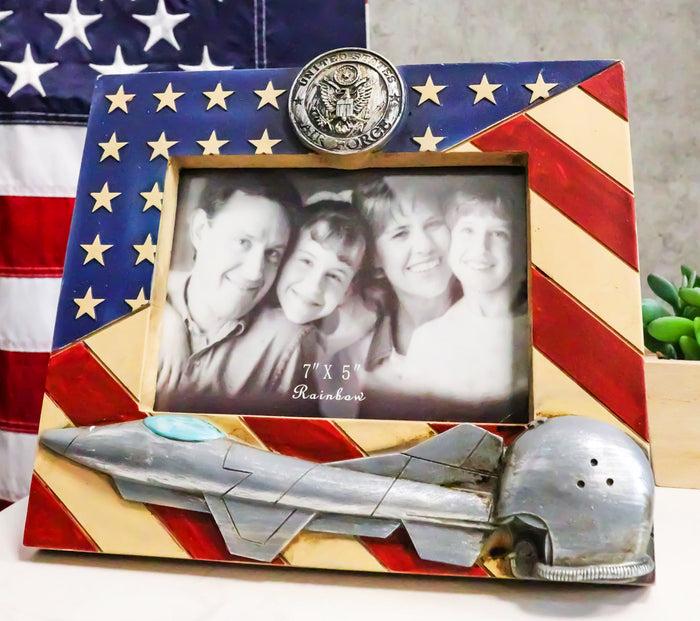ebros gift American Flag US Air Force Fighter Jet And Pilot Helmet 5"X7" Picture Frame