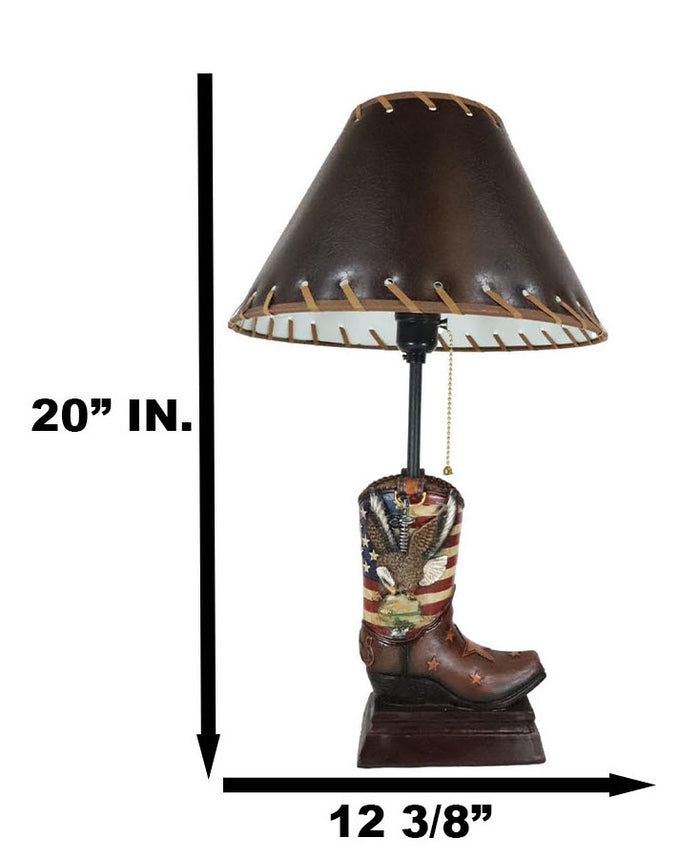 Ebros Gift American Forgotten Soldier Eagle Rifle And Helmet Cowboy Boot Desktop Table Lamp