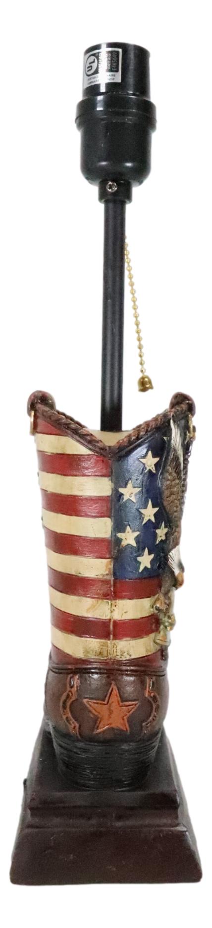 Ebros Gift American Forgotten Soldier Eagle Rifle And Helmet Cowboy Boot Desktop Table Lamp