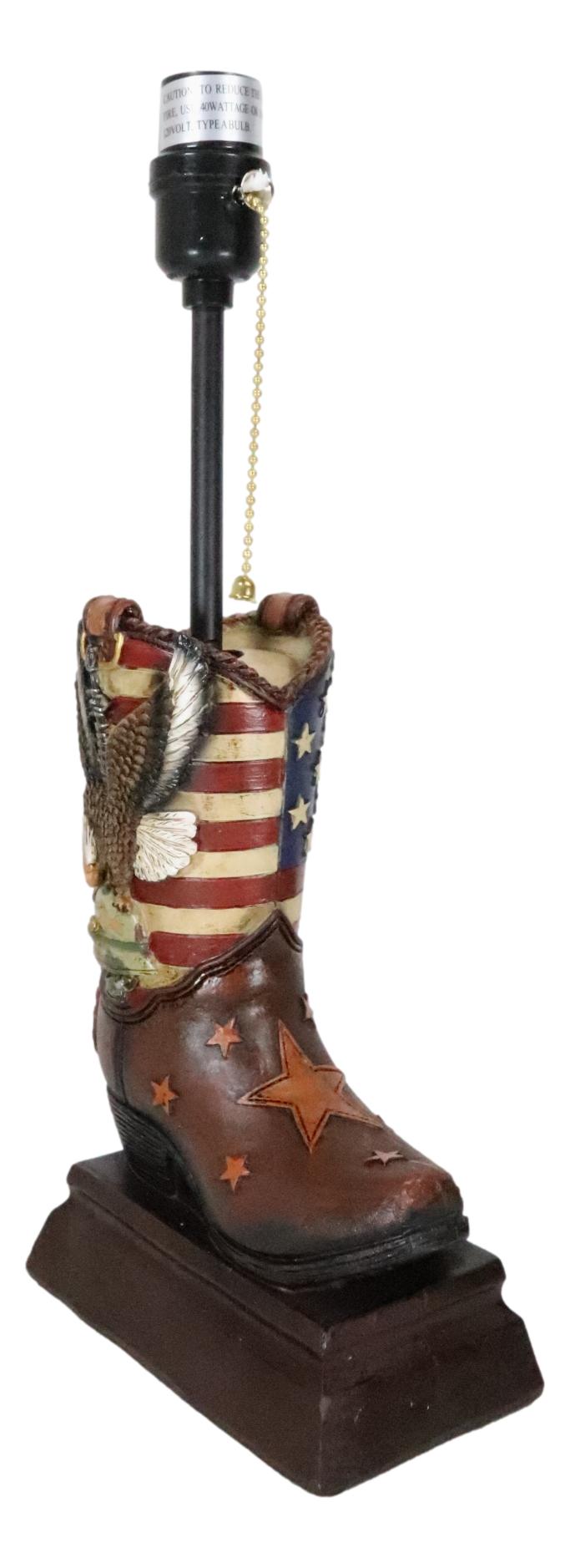 Ebros Gift American Forgotten Soldier Eagle Rifle And Helmet Cowboy Boot Desktop Table Lamp