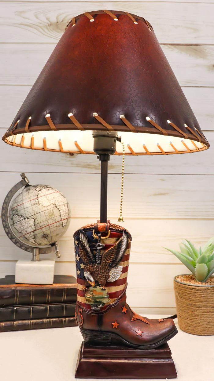 ebros gift American Forgotten Soldier Eagle Rifle And Helmet Cowboy Boot Desktop Table Lamp