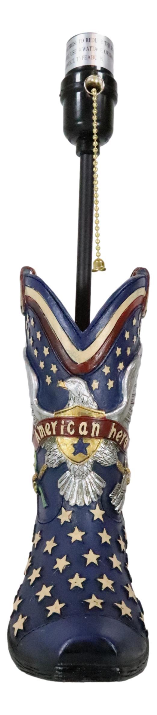 Ebros Gift American Hero Fire Fighters Fireman Boots Desktop Table Lamp With Laced Shade