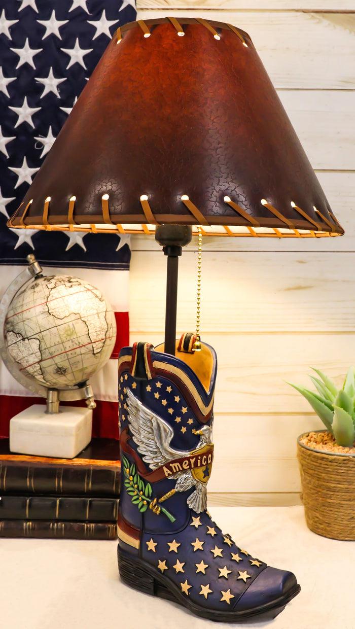 ebros gift American Hero Fire Fighters Fireman Boots Desktop Table Lamp With Laced Shade