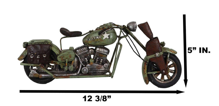 Ebros Gift American Military US Army Classic Retro Camo Chopper Bike Motorcycle Figurine