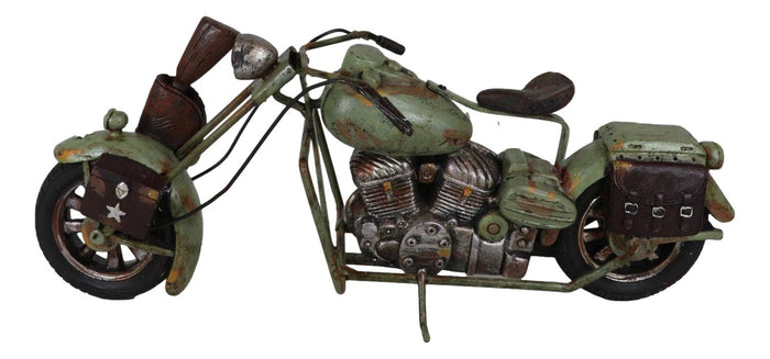 Ebros Gift American Military US Army Classic Retro Camo Chopper Bike Motorcycle Figurine
