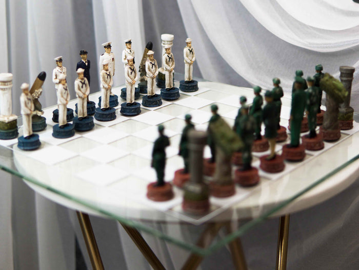 ebros gift American Military US Army Soldiers VS Navy Sailors Colorful Chess Set With Board