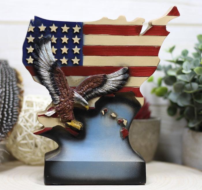 ebros gift American Patriotic Bald Eagle By USA Stars And Stripes Flag Map Desktop Plaque
