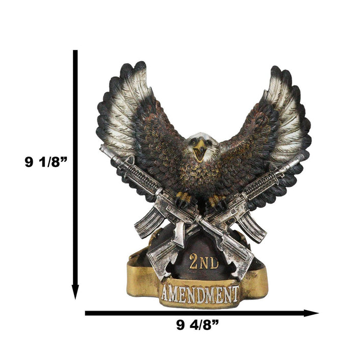 Ebros Gift American Patriotic Bald Eagle Clutching Rifles With Second Amendment Figurine