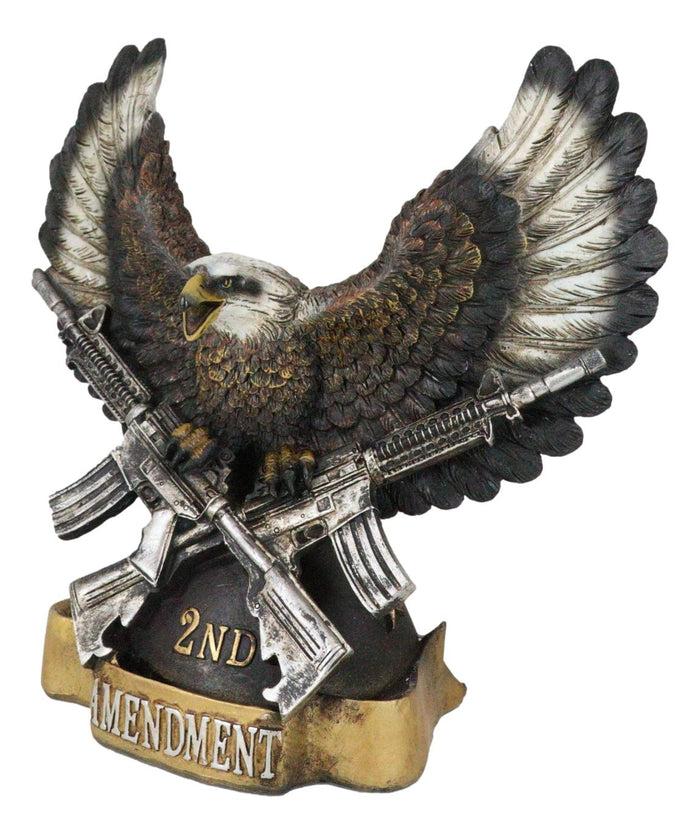 Ebros Gift American Patriotic Bald Eagle Clutching Rifles With Second Amendment Figurine