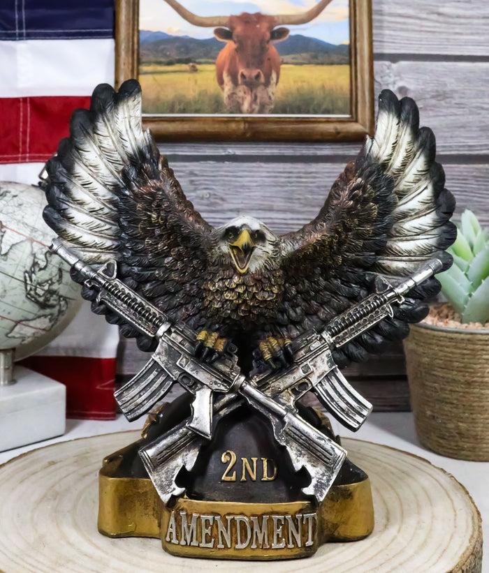ebros gift American Patriotic Bald Eagle Clutching Rifles With Second Amendment Figurine