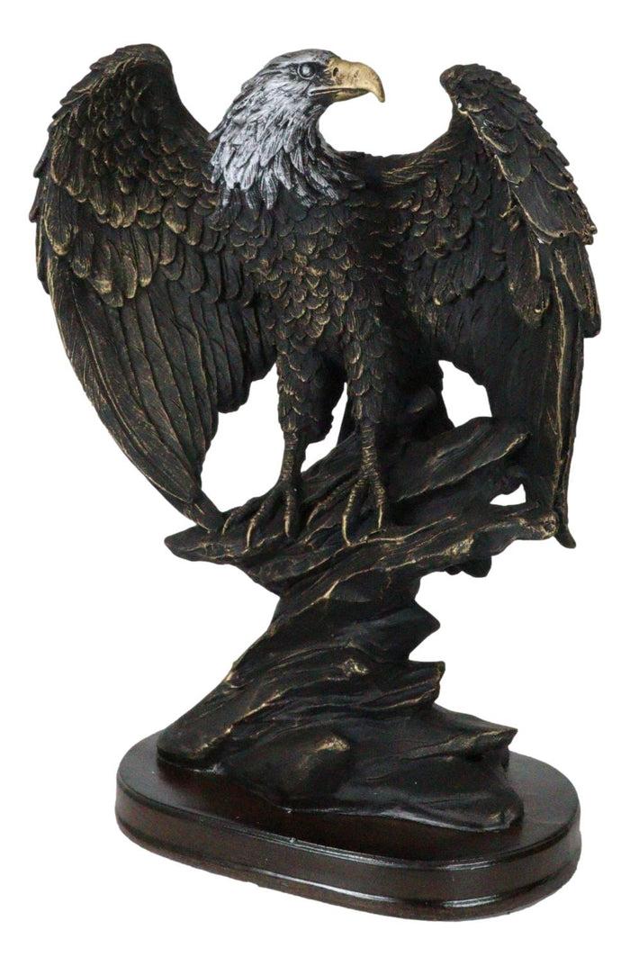 Ebros Gift American Patriotic Large Bald Eagle Perched On Rocky Cliff Resin Figurine 10"H
