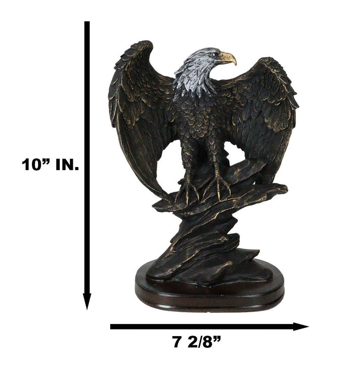 Ebros Gift American Patriotic Large Bald Eagle Perched On Rocky Cliff Resin Figurine 10"H