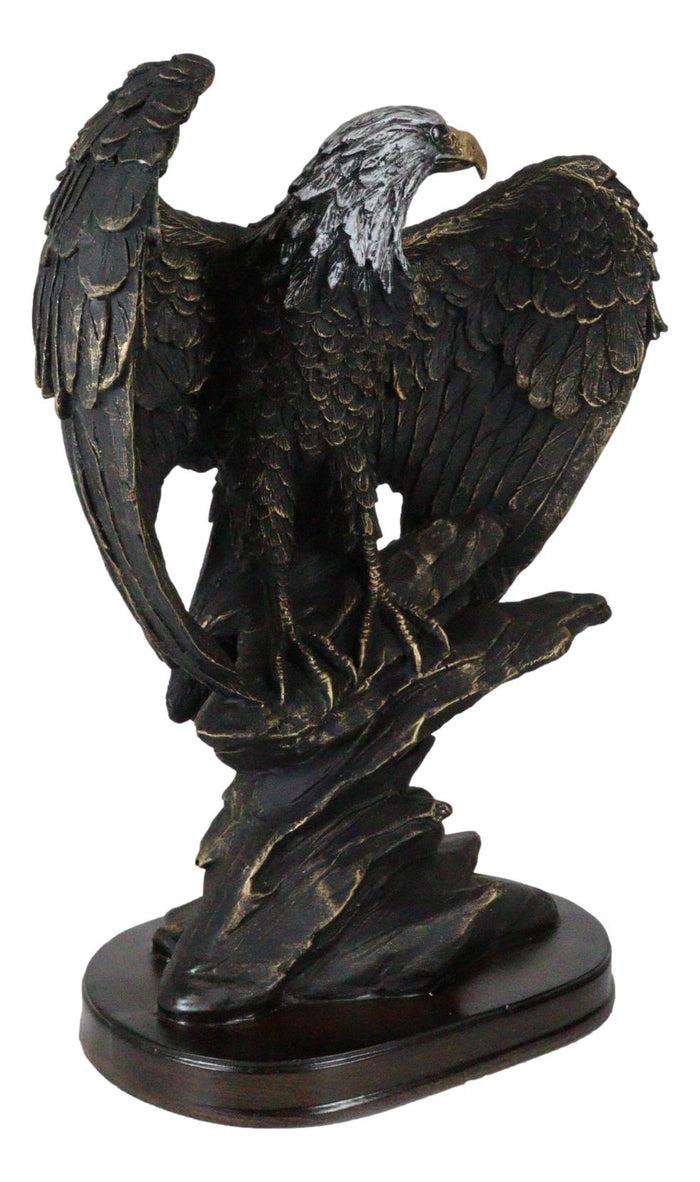 Ebros Gift American Patriotic Large Bald Eagle Perched On Rocky Cliff Resin Figurine 10"H