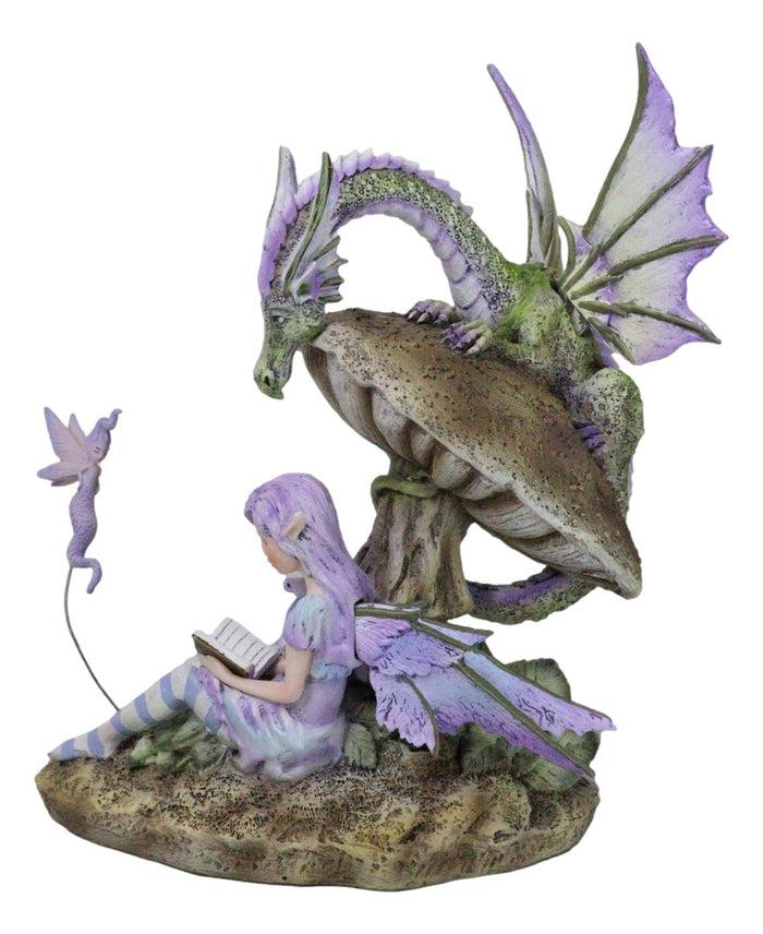 Ebros Gift Amy Brown Bookworm Fairy With Pixie And Dragon By Toadstool Mushroom Figurine