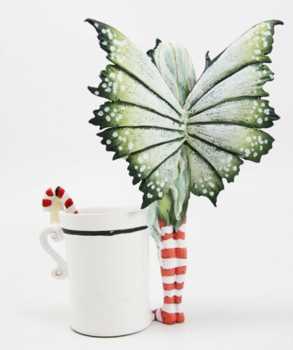 Ebros Gift Amy Brown Chocolate Cookie Candy Cane Tea Cup Christmas Fairy Collector Figurine