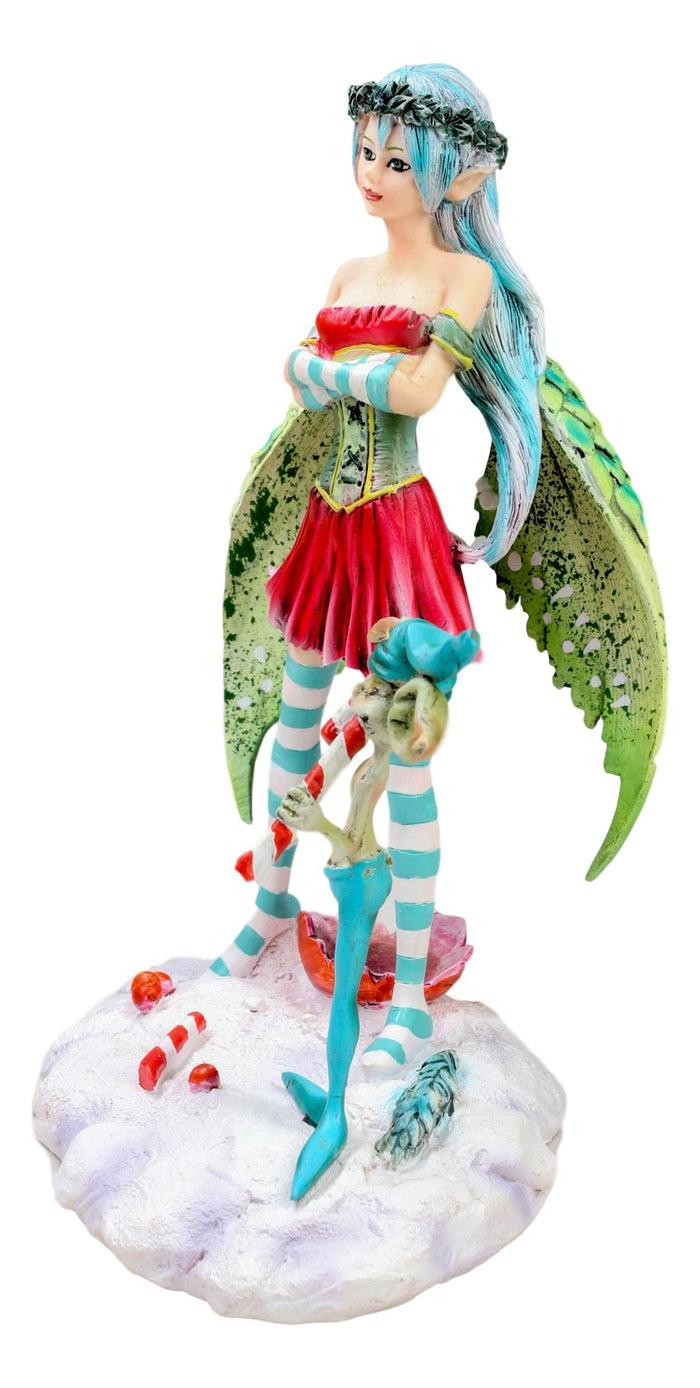 Ebros Gift Amy Brown Christmas Fairy And Candy Cane Gremlin Naughty List Collectible Statue