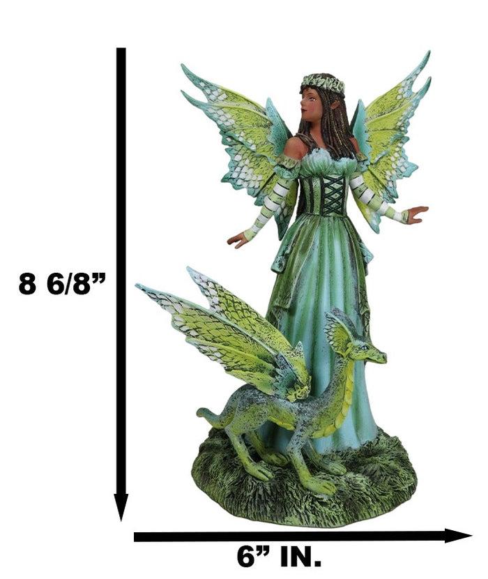 Ebros Gift Amy Brown Fantasy Ebony Fairy Jewel Of The Forest With Pet Camo Dragon Figurine