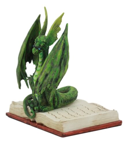 Ebros Gift Amy Brown Fantasy Green Rune Book Dragon Of Bibliography Figurine Decor Statue