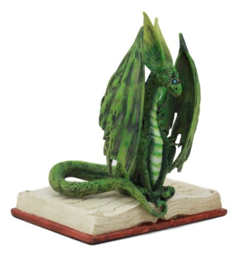 Ebros Gift Amy Brown Fantasy Green Rune Book Dragon Of Bibliography Figurine Decor Statue