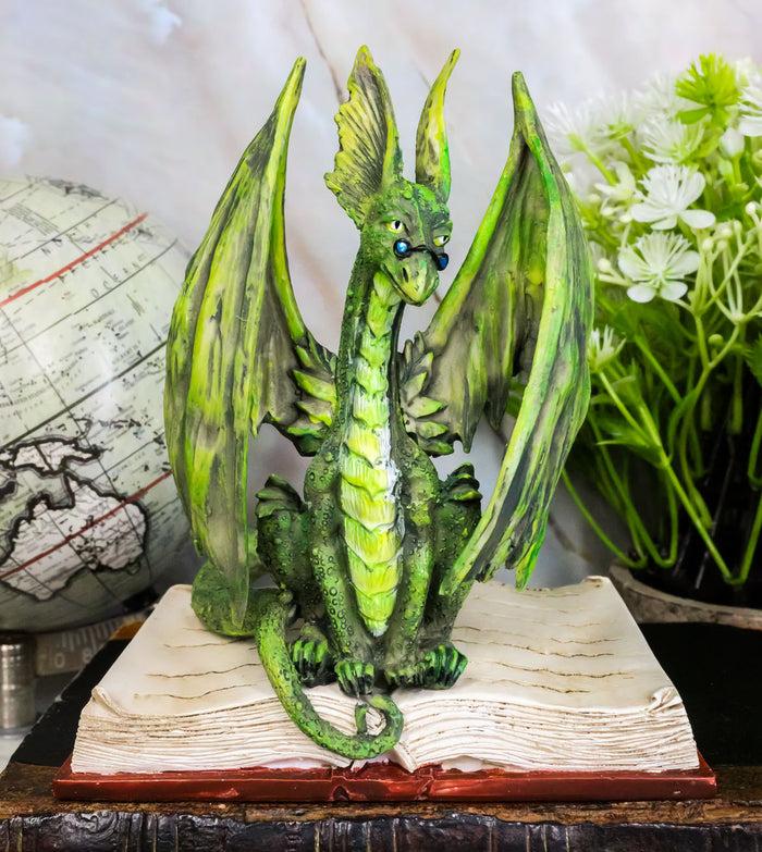 ebros gift Amy Brown Fantasy Green Rune Book Dragon Of Bibliography Figurine Decor Statue