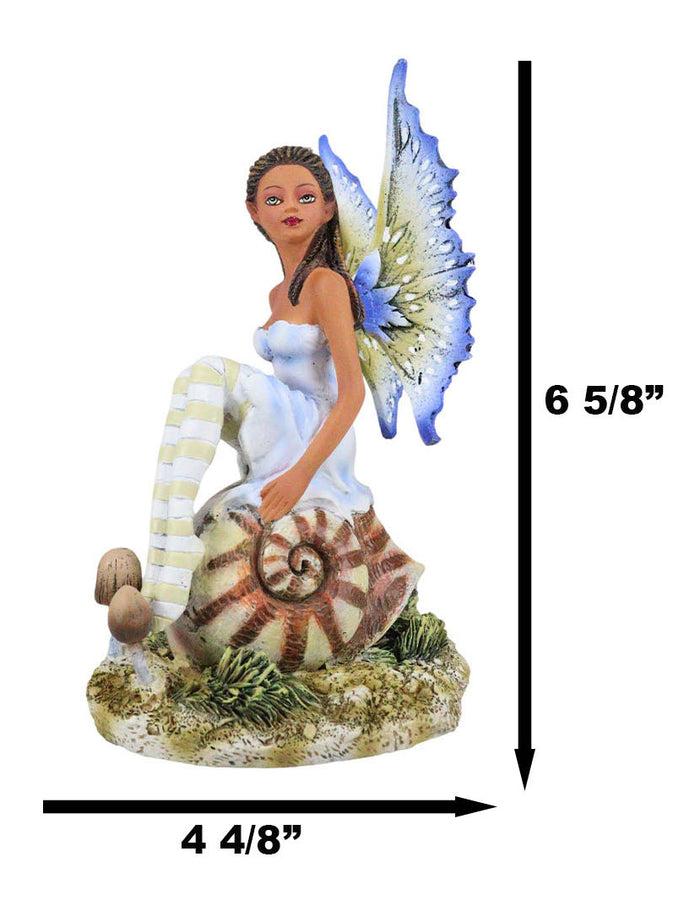 Ebros Gift Amy Brown Fantasy Little Fae Ebony Fairy Sitting On Helix Snail Figurine