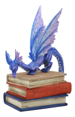Ebros Gift Amy Brown Fantasy Midnight Blue Book Dragon Of Bibliography Figurine Magic Decor