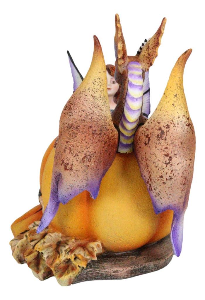 Ebros Gift Amy Brown Halloween Fairy Black Cats And Dragon In Pumpkin Fall Leaves Figurine