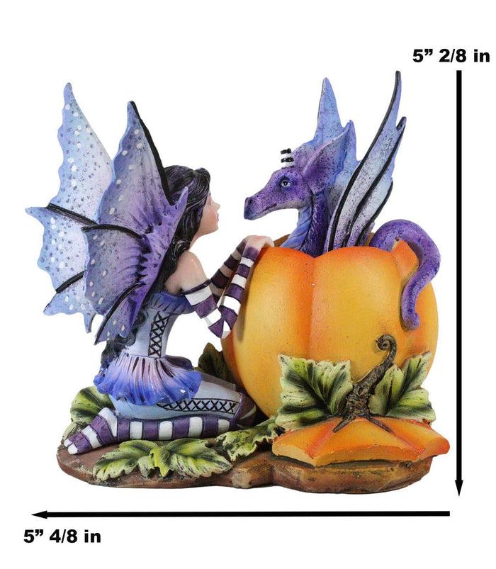 Ebros Gift Amy Brown Halloween Hide And Seek Lavender Fairy And Dragon In Pumpkin Figurine