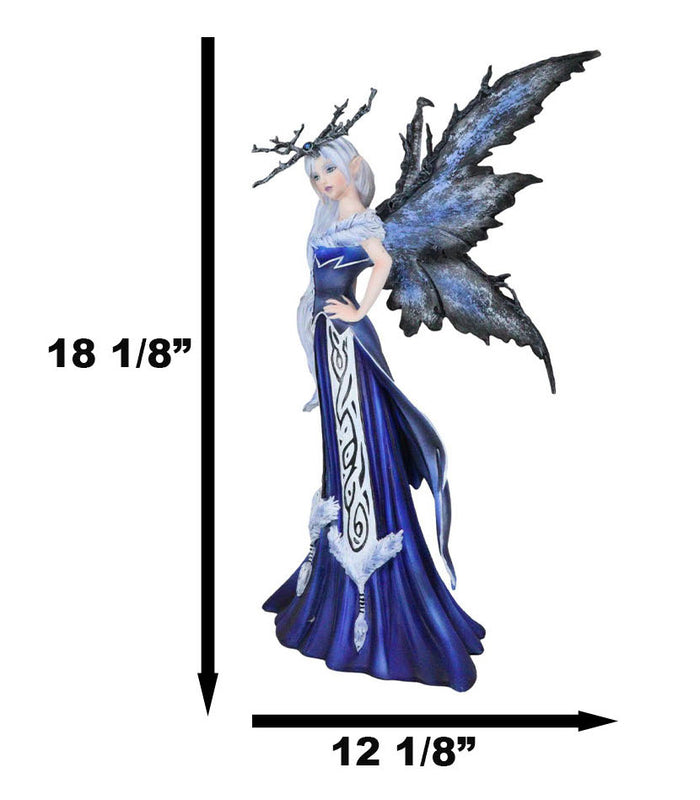 Ebros Gift Amy Brown Large Winter Frost Fairy Queen With Crown Of Branches Statue Collector