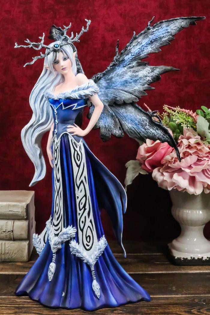 ebros gift Amy Brown Large Winter Frost Fairy Queen with Crown of Branches Statue Collector