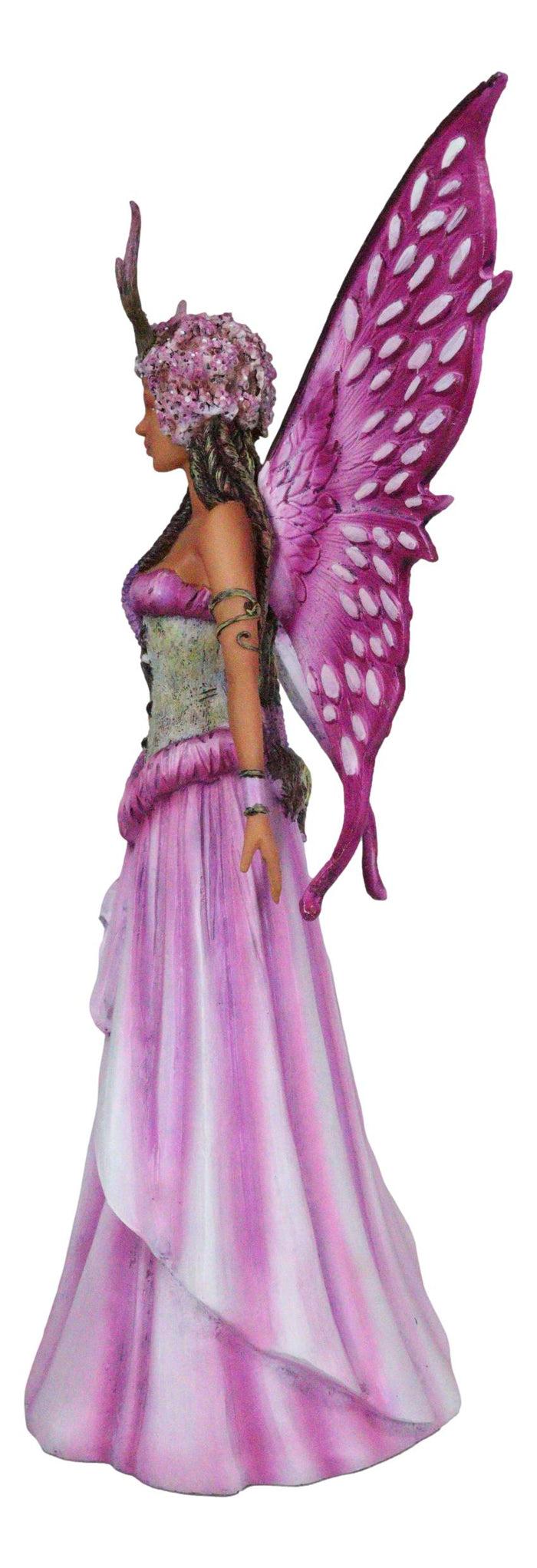 Ebros Gift Amy Brown Pink Butterfly Winged Bloom Tribal Fairy With Stag Antlers Statue