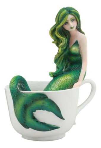 Ebros Gift Amy Brown Tea Cup Atlantis Princess Green Emerald Mermaid Statue Mermaid Blend