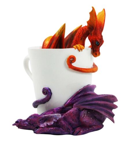 ebros gift Amy Brown Tea Cup Dragon Twin Hatchlings Day And Night Collector Figurine