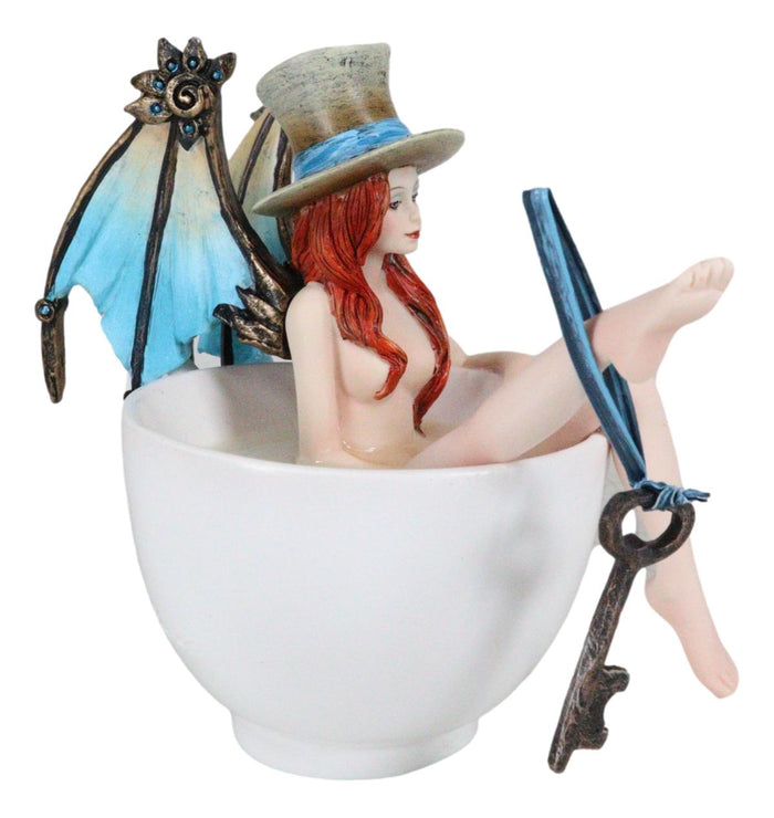 Ebros Gift Amy Brown Teacup Steampunk Locksmith Key Bearer Fairy Tea Bath Fae Figurine