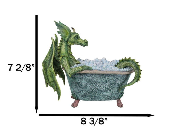 Ebros Gift Amy Brown Whimsical Green Diva Dragon Immersing In Bubbly Bath Tub Figurine