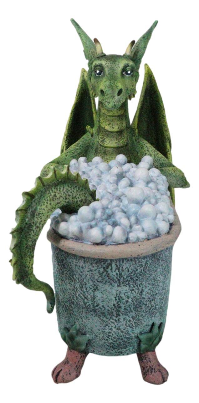 Ebros Gift Amy Brown Whimsical Green Diva Dragon Immersing In Bubbly Bath Tub Figurine