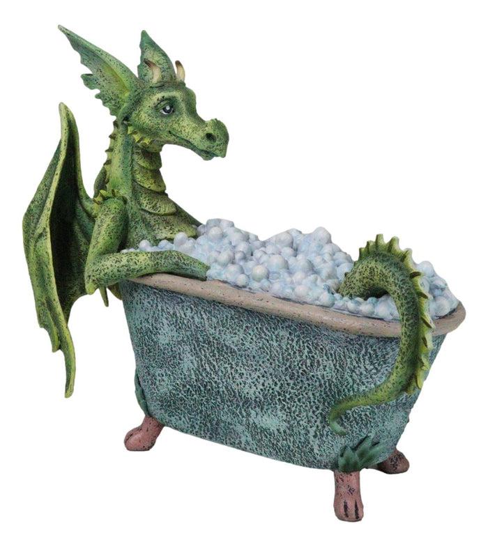 ebros gift Amy Brown Whimsical Green Diva Dragon Immersing In Bubbly Bath Tub Figurine
